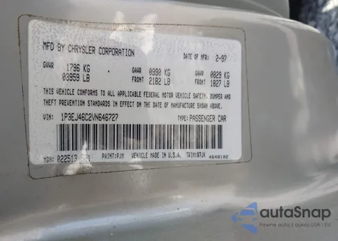 1997 Plymouth Breeze from USA, damaged, VIN 1P3EJ46C2VN646727